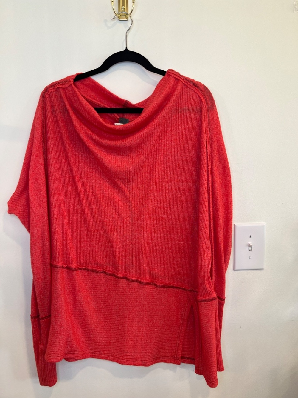 Free People We The Free Coral Ribbed Tunic Top Womens Oversized Slouchy Boho Coz